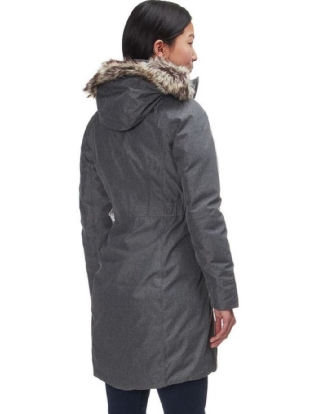 TNF Arctic Down Parka L Gray Herringbone Print Lining F15